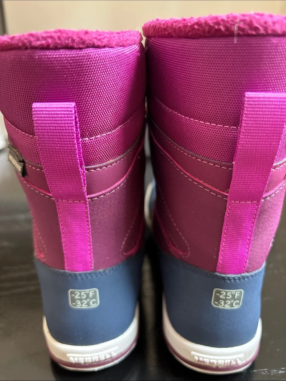Merrell Girls' Magenta and Navy Waterproof Winter Snow Boots Sz 4